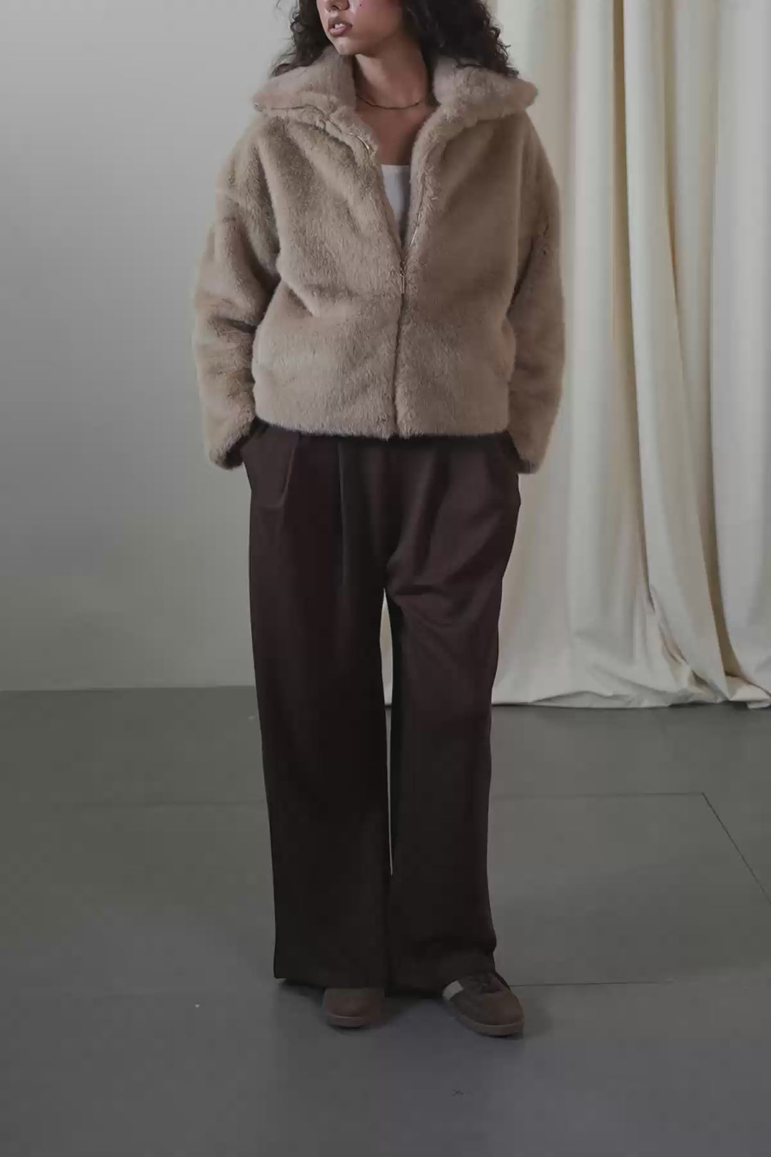 FUNNEL NECK FUR JACKET