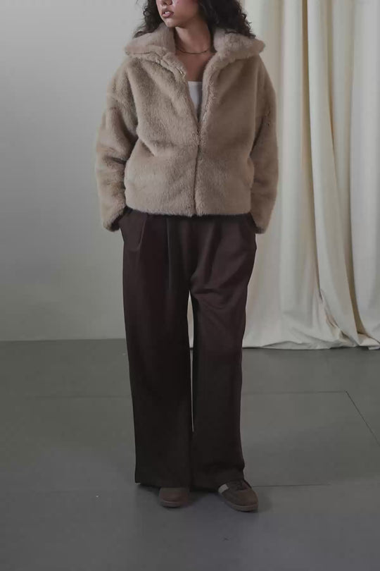 FUNNEL NECK FUR JACKET