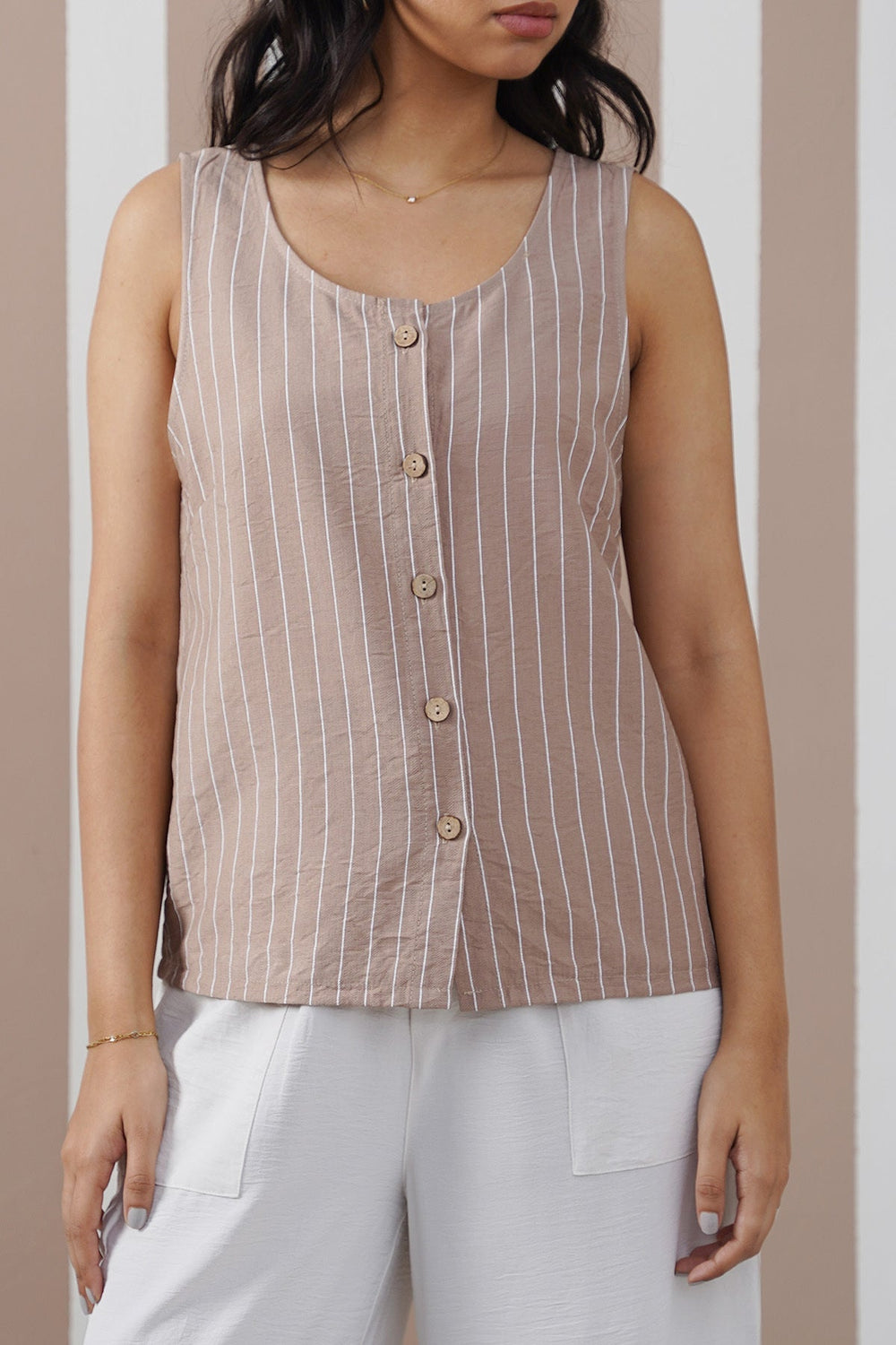 TAUPE STRIPED BLOUSE