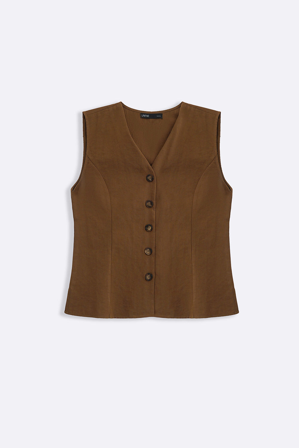 BROWN CASUAL COTTON MIX VEST