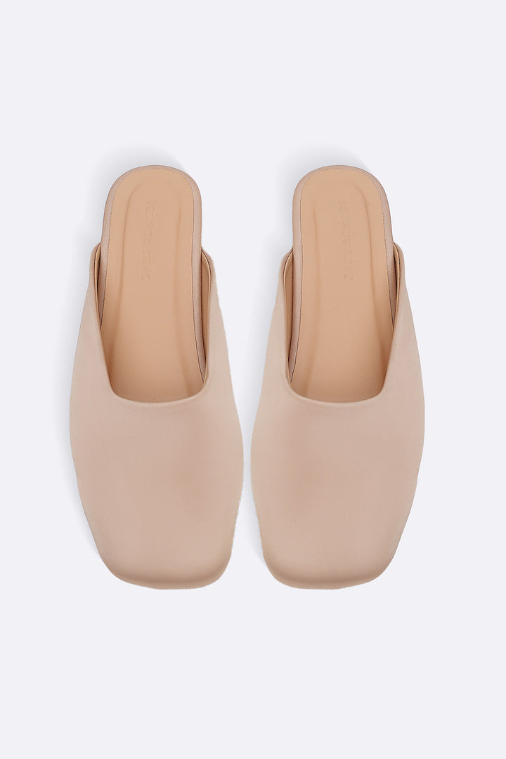 TAUPE SATIN MULES