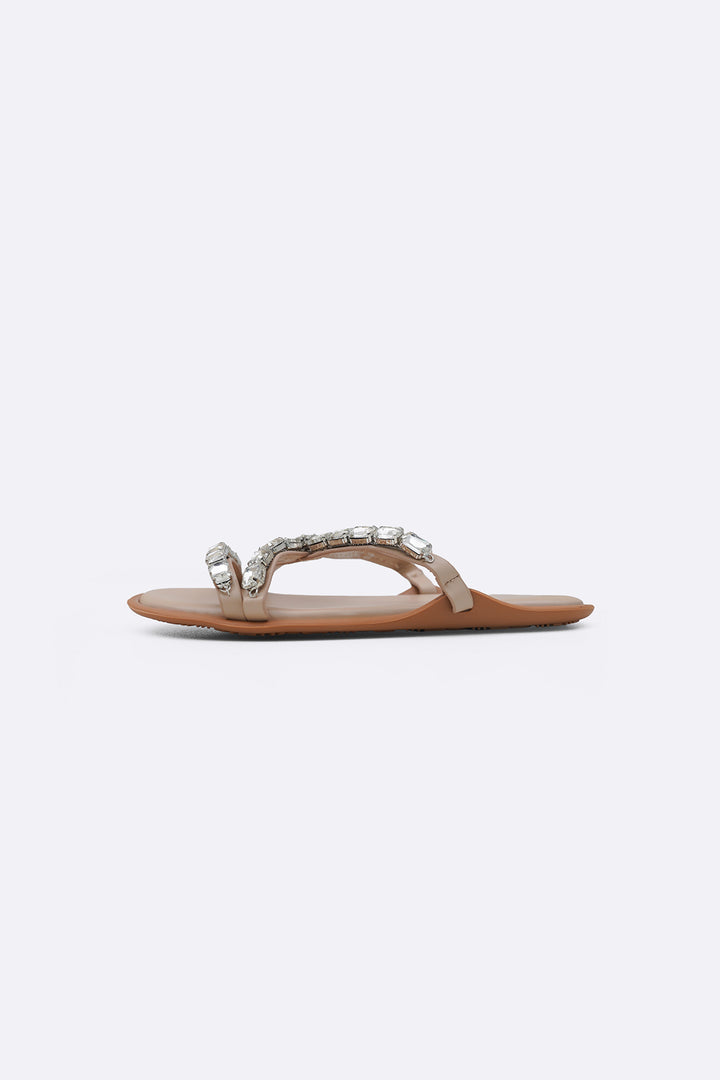 NUDE CHAMPAGNE STONE SLIDES