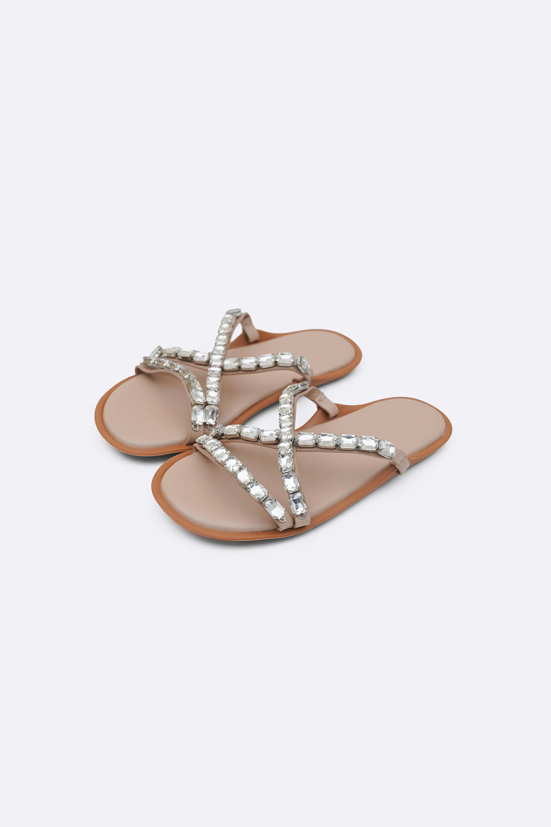 NUDE CHAMPAGNE STONE SLIDES