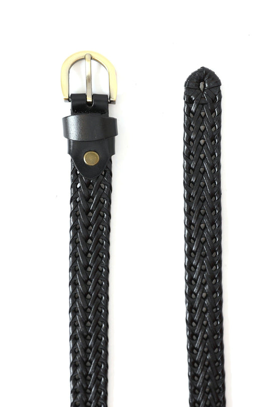 BLACK SLIM WOVEN BELT